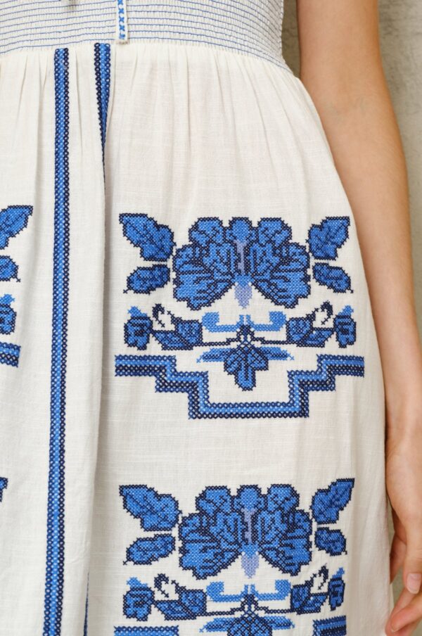 Aceberry Carmi Embroidered Sundress – Ecru/Blue - Image 3