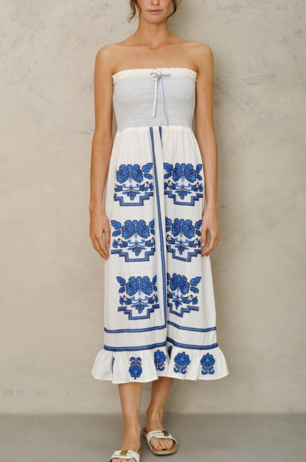 Aceberry Carmi Embroidered Sundress – Ecru/Blue - Image 5