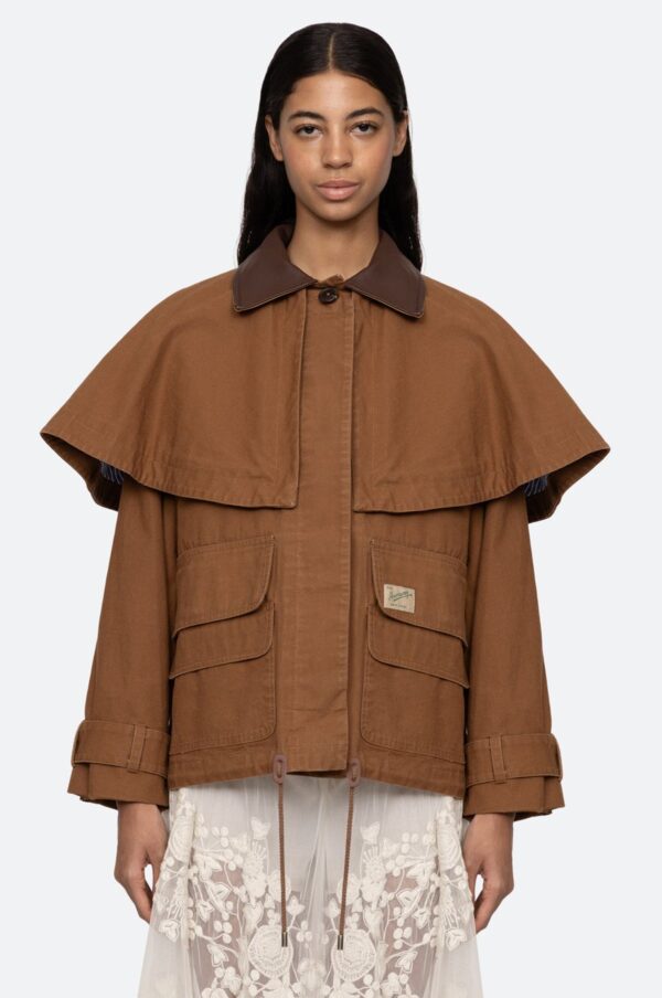 Aceberry Camel Workwear Cape Jacket - Image 4