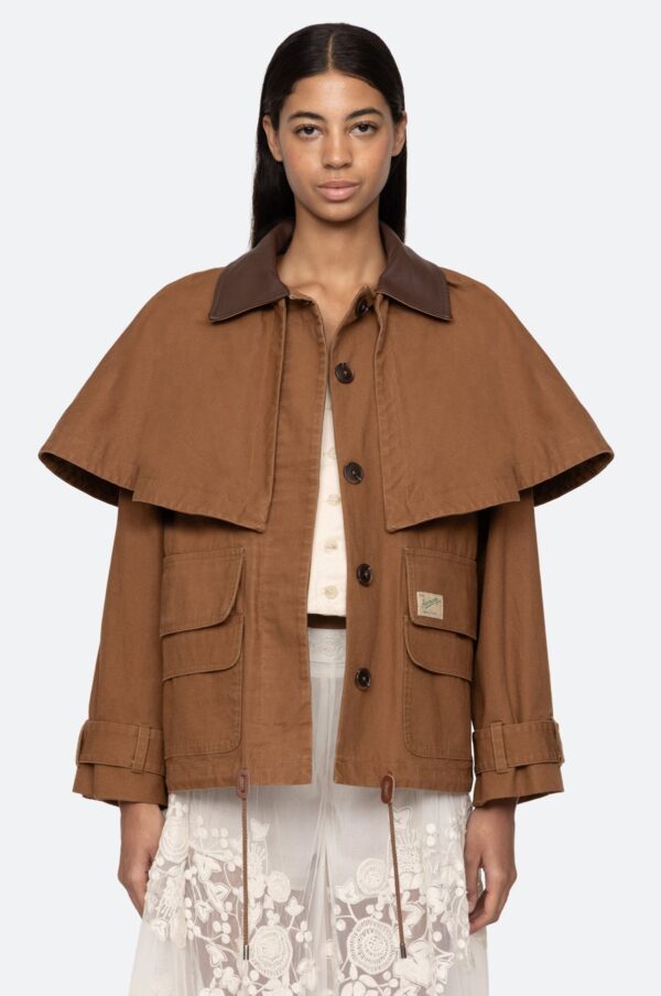 Aceberry Camel Workwear Cape Jacket - Image 8