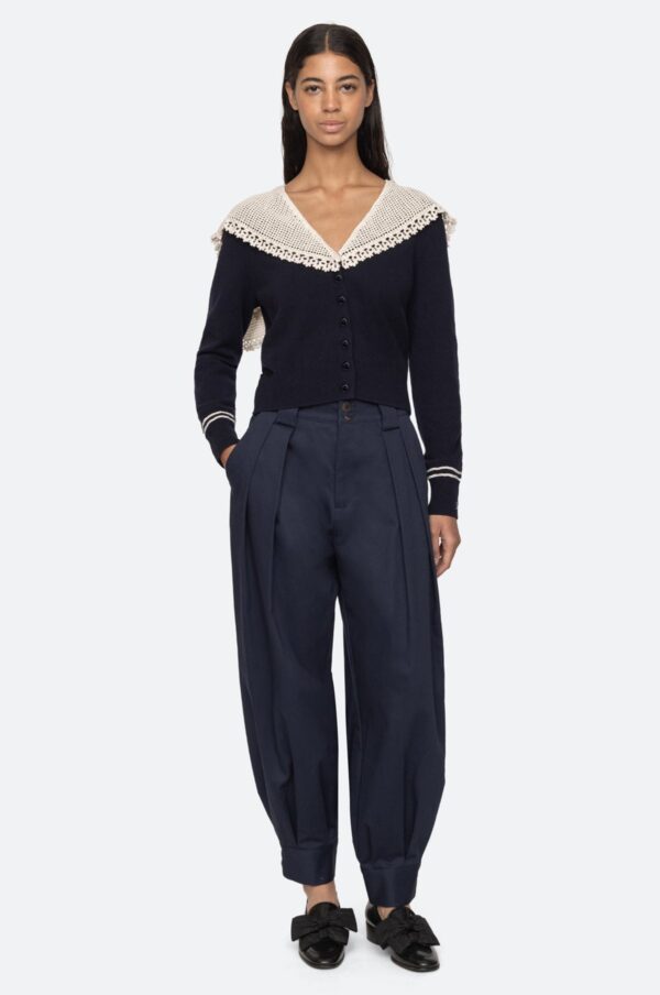 Aceberry Marie Navy Knit Embroidered Cardigan – Long Sleeve - Image 4