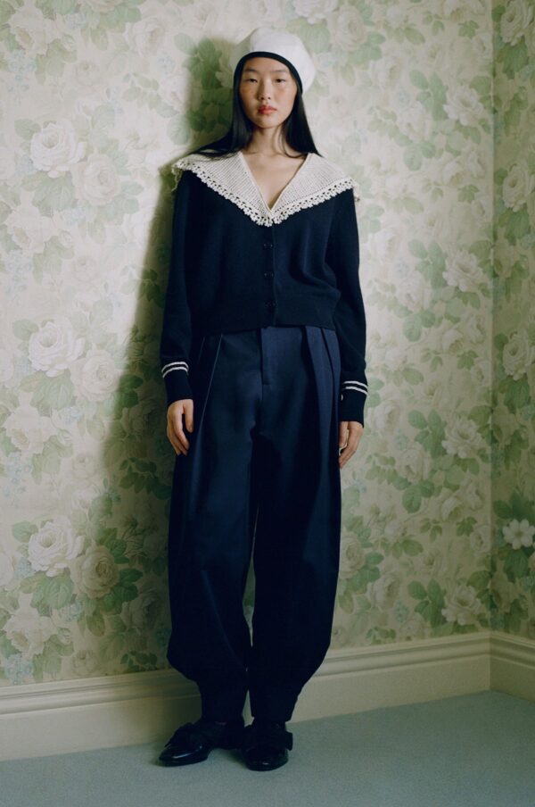 Aceberry Marie Navy Knit Embroidered Cardigan – Long Sleeve - Image 5