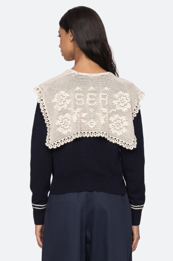 Aceberry Marie Navy Knit Embroidered Cardigan – Long Sleeve - Image 3
